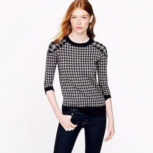 NWOT J. Crew Blue and Gray Herringbone Tippi Merino Wool Sweater, Size Small